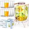 Dispenser with Tap and Golden Stand with Glasses 5.5 l / 200 ml 14 pcs