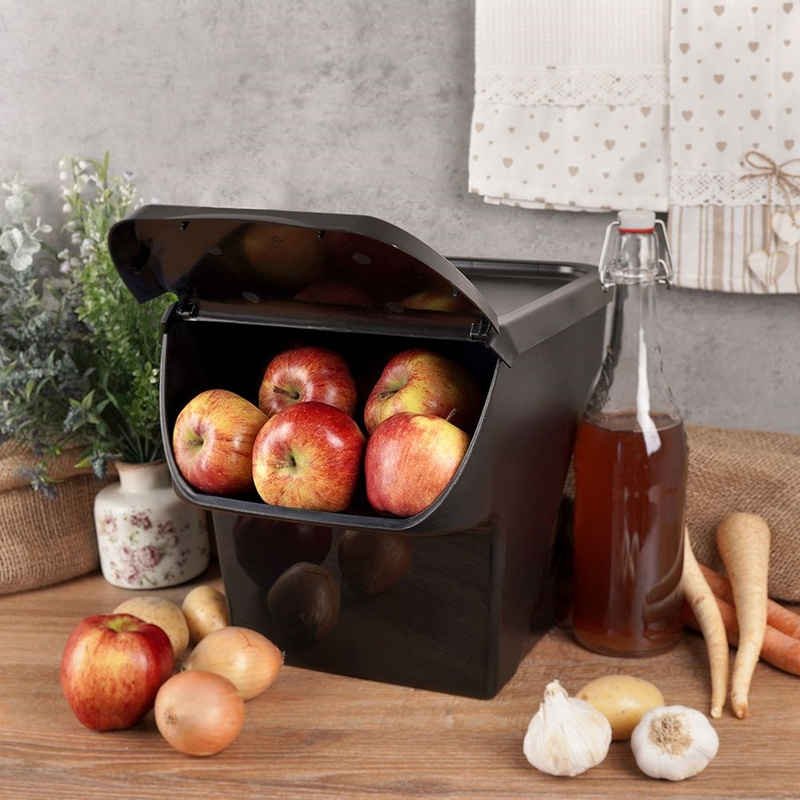 Vegetable Storage Container with Lid Black 13 l