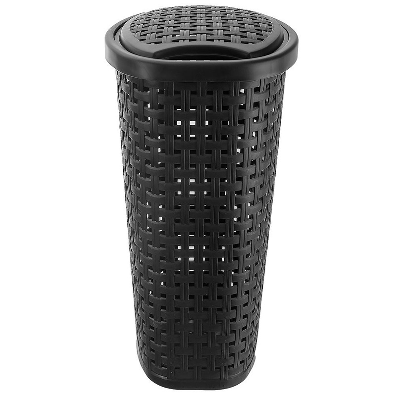 Laundry Basket Plastic Black 45 l