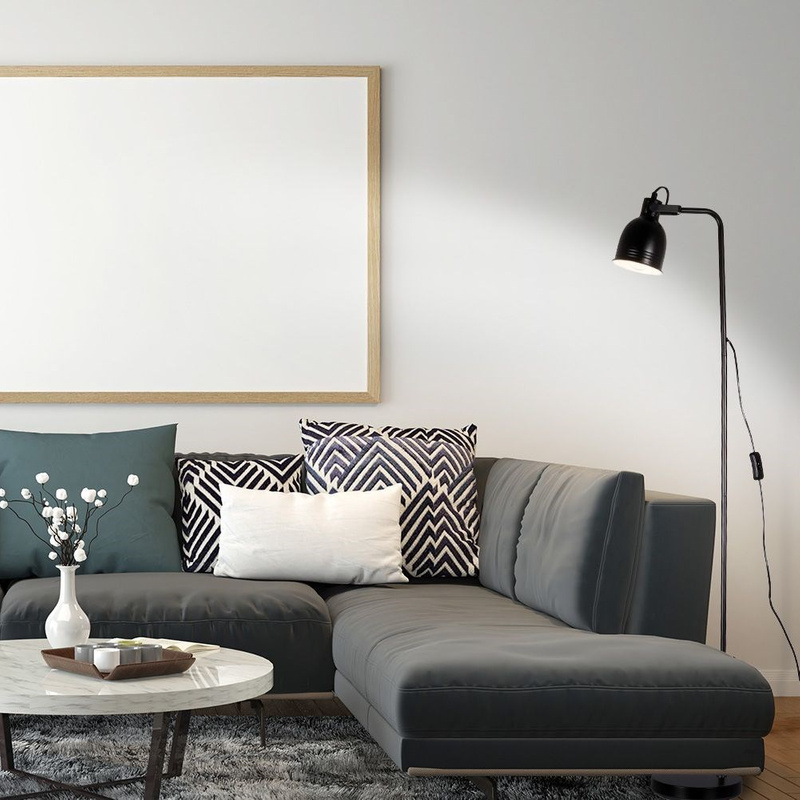Lampa podłogowa metalowa czarna 129 cm