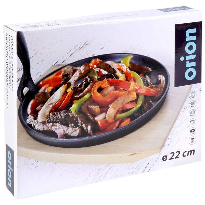 Serving Pan Cast Iron with Board LITINA 22 cm 2 pcs