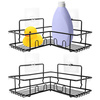 Shower Shelf Corner Adhesive Metal Black 3 pcs