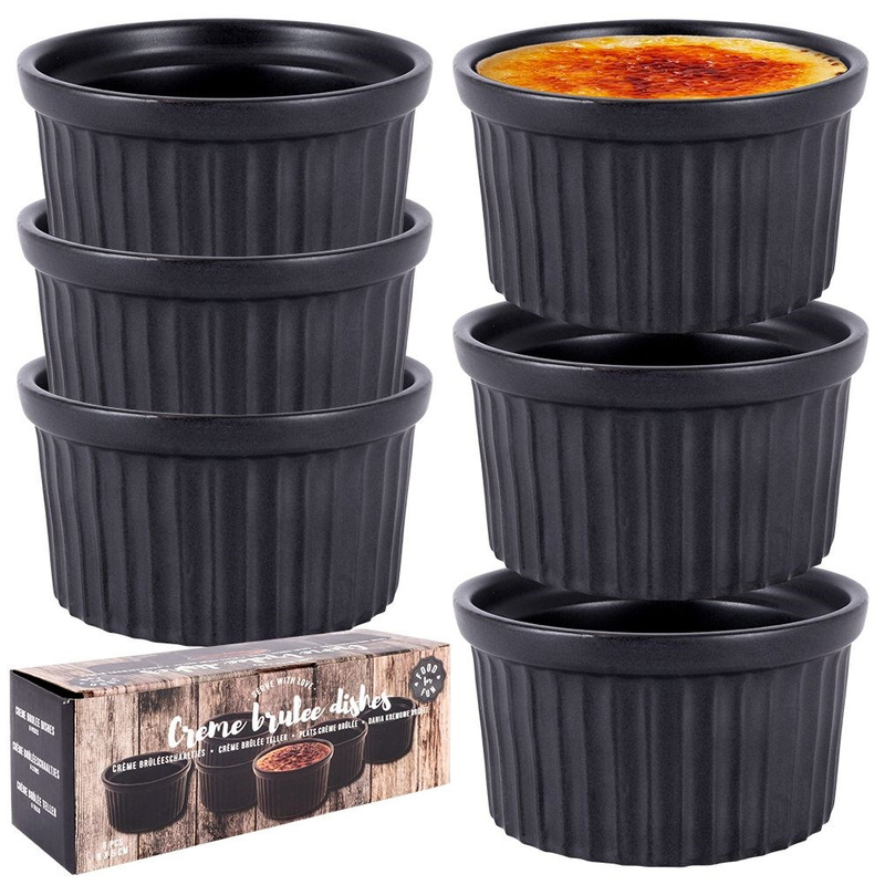 Ramekins Porcelain Black 9.5 cm, 180 ml 6 pcs