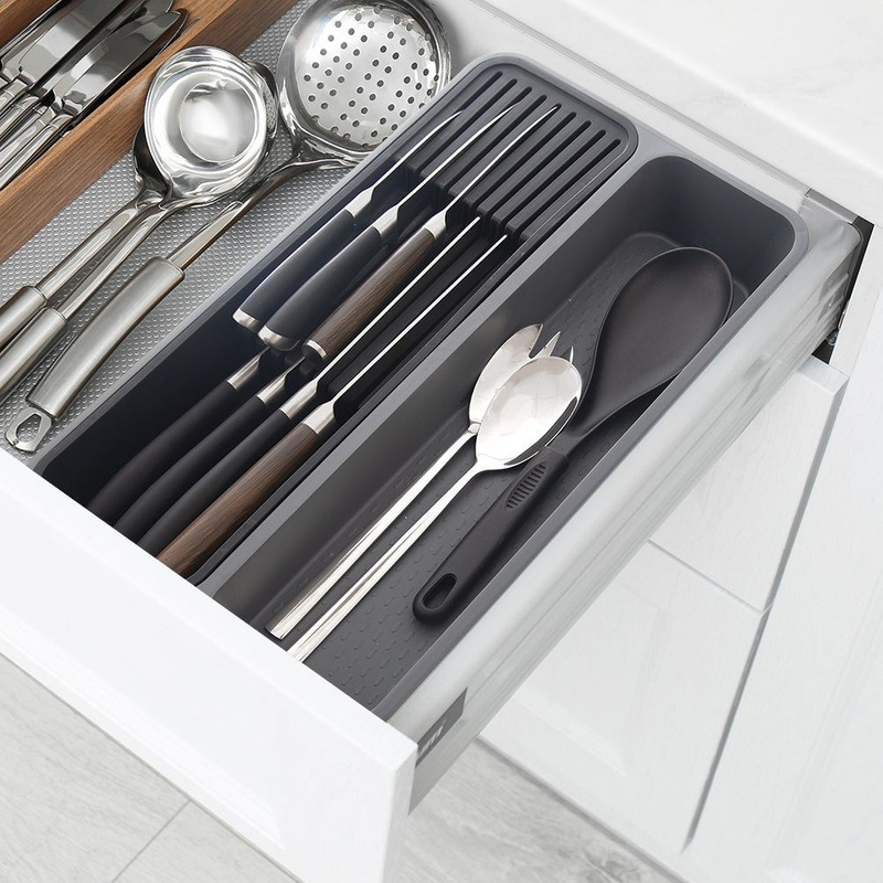 Knife Drawer Organiser Gray GREY 40x26.5x5 cm
