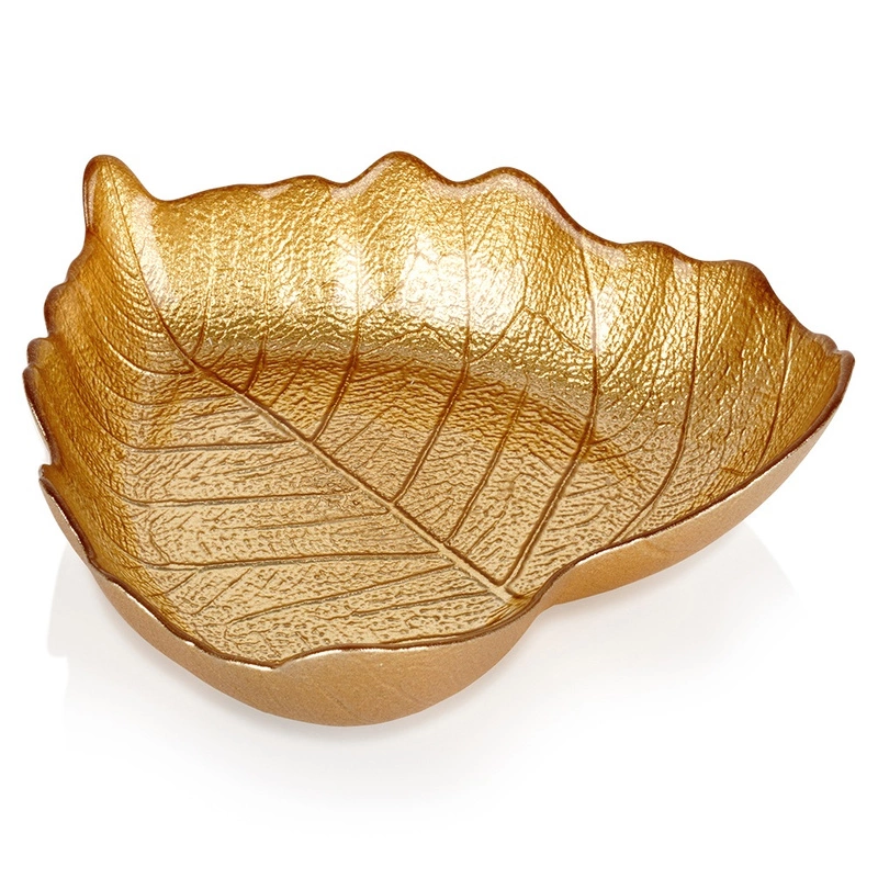 Miseczka szklana złota liść 16x14 cm, 180 ml