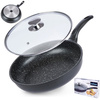 Frying Pan Granite with Glass Lid GRANDE 28 cm