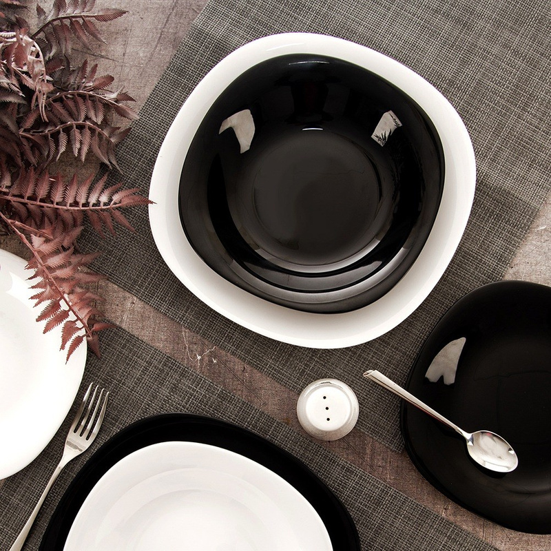 Soup Bowl Glass Black LUNA 21.5 cm, 650 ml