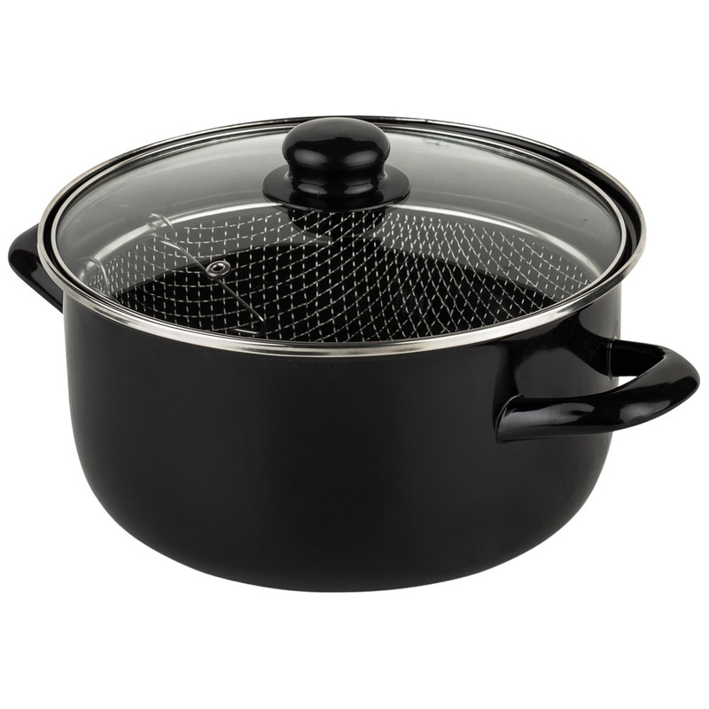 Garnek do frytek emaliowany z sitkiem i pokrywką 24,5 cm, 4 l