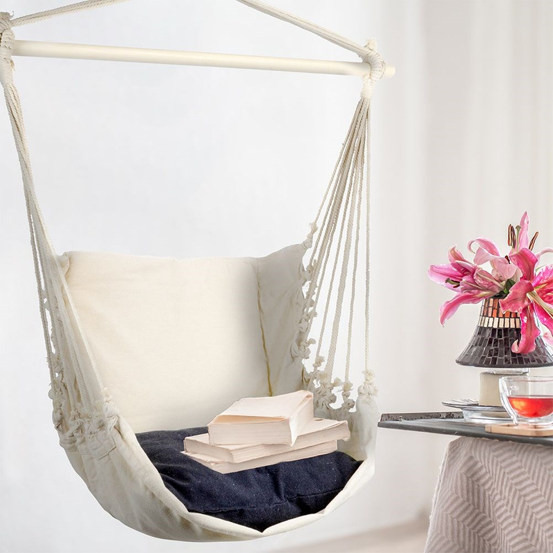 Hammock Chair Beige with Cushion