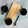 Snack Bowls with Spoons Ceramic Black 90 ml 7 pcs