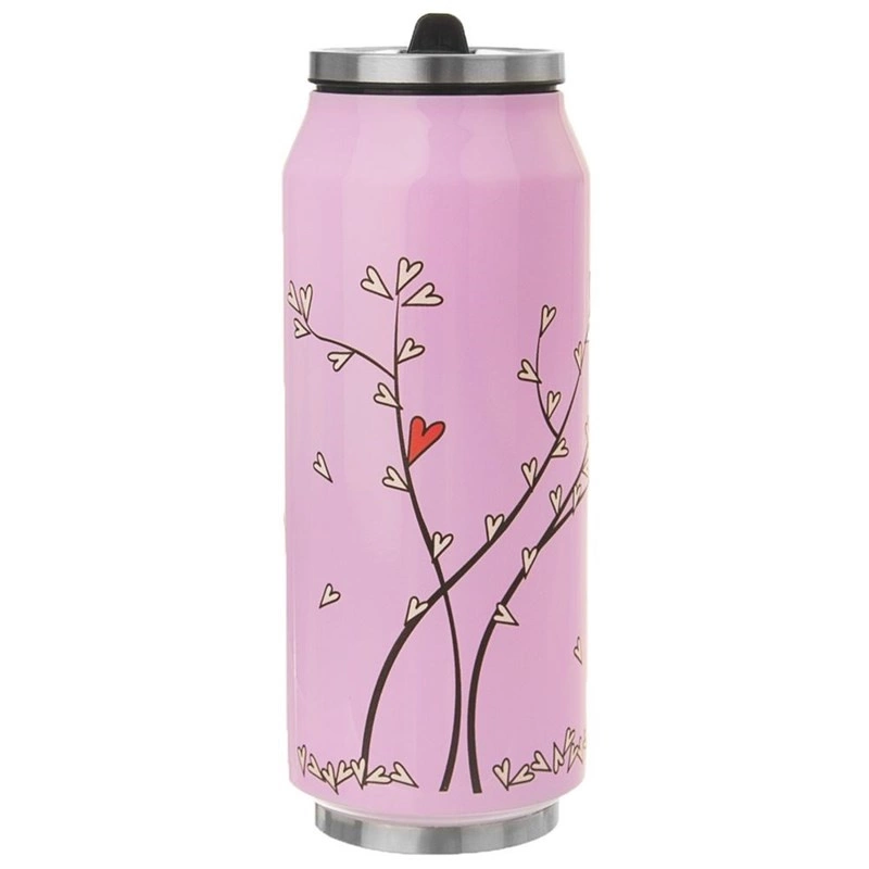 Travel Mug Can Pink HEART 400 ml