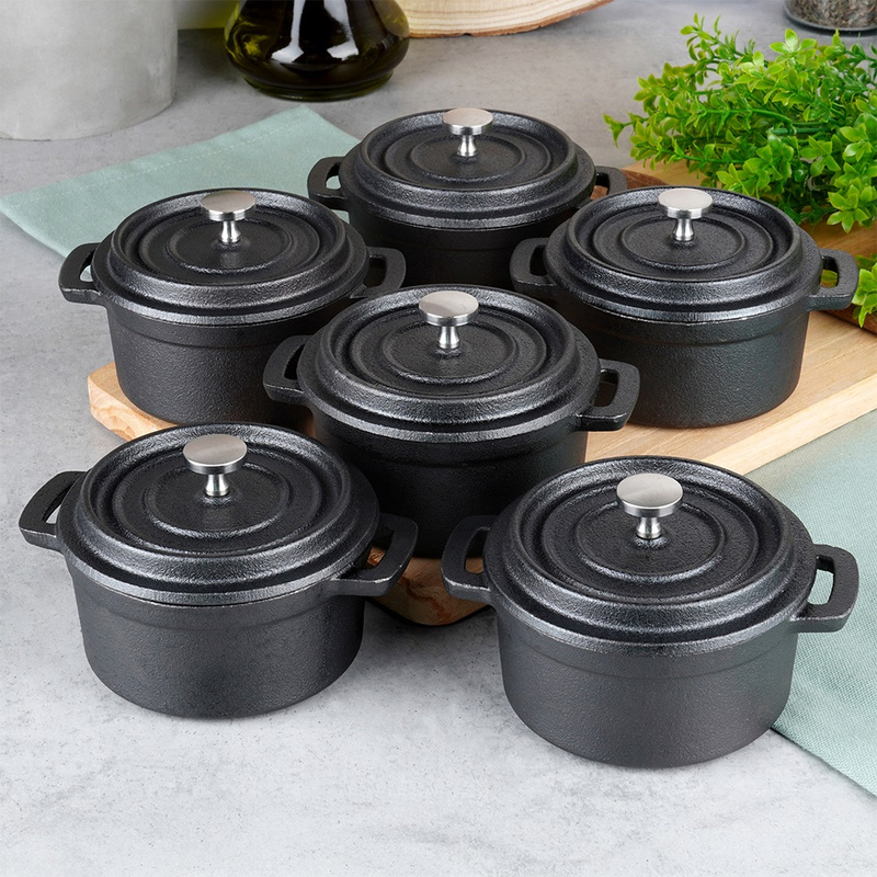Garnek do serwowania z pokrywką żeliwny CAST LINE 10 cm, 250 ml, 6 szt.