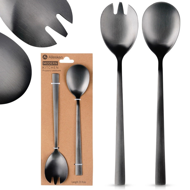 Salad Servers Steel Black 23.5 cm 2 pcs