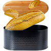Bread Bin Steel with Wooden Board Black 34x18.5x15.5 cm