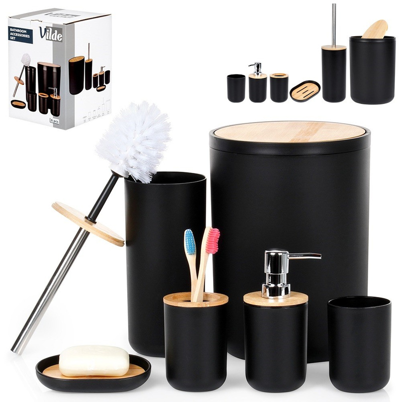 Bathroom Accessory Set Black 6 pcs