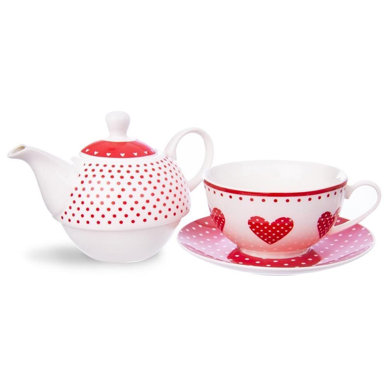 Tea for One Porcelain Hearts TECKA 3 pcs