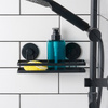 Shower Shelf Metal Black on Suction Cups 25x10x8.5 cm